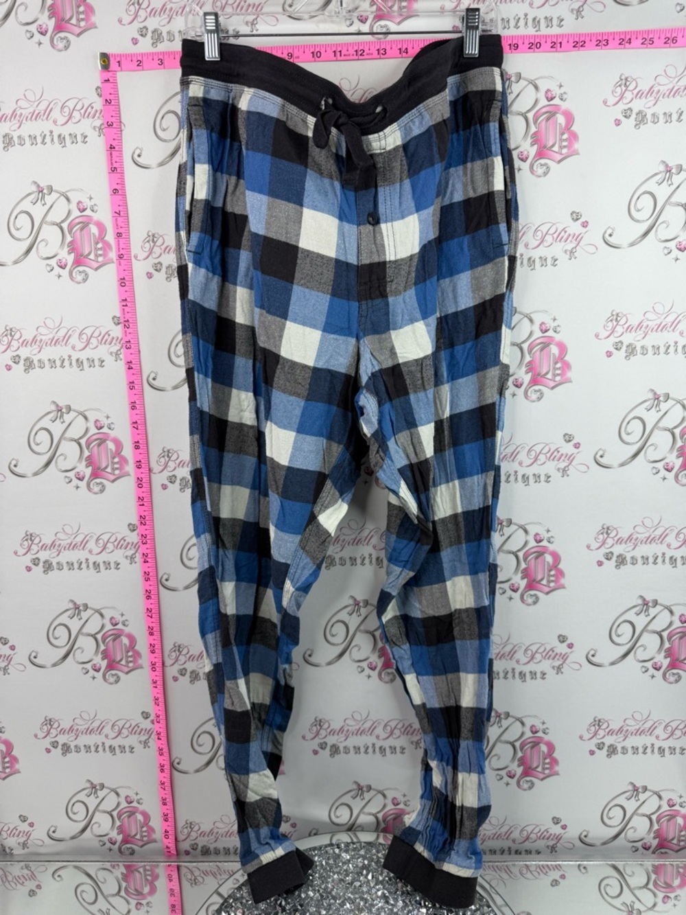 American Eagle Outfitters joggers stripe Blue Black and White Plaid Lounge Pants